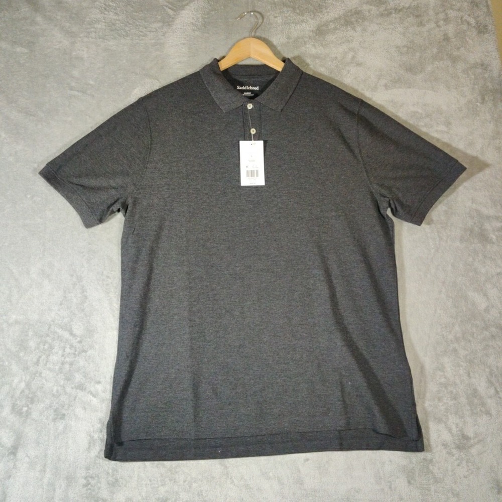 Saddlebred Shirt Mens Large Gray Polo Easy Care Short Sleeve Casual Preppyβ
